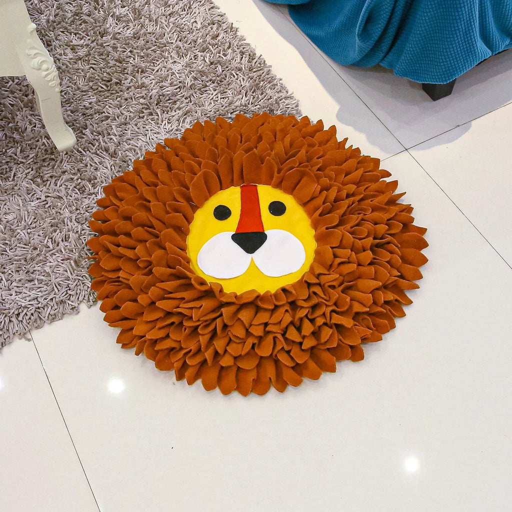 Brown yizhiwen textured sniffing pad for dogs and cats, showing deep folds for hiding treats.