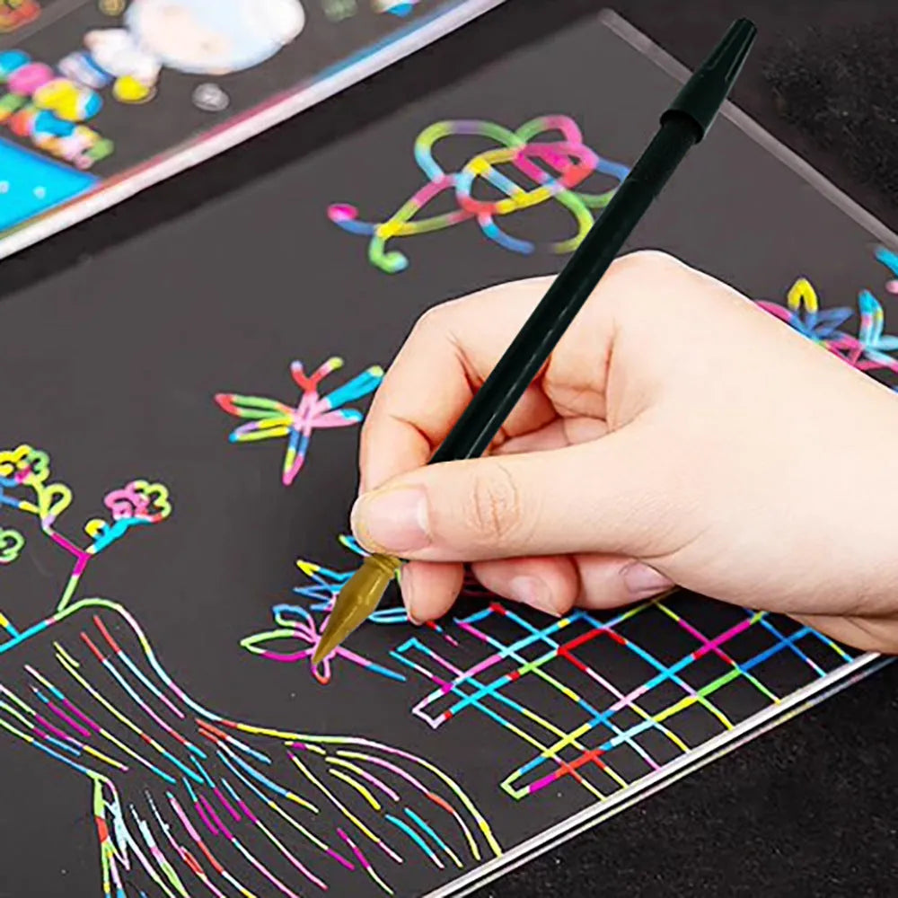 A white PS plastic scratch art pen for children's drawing and craft projects