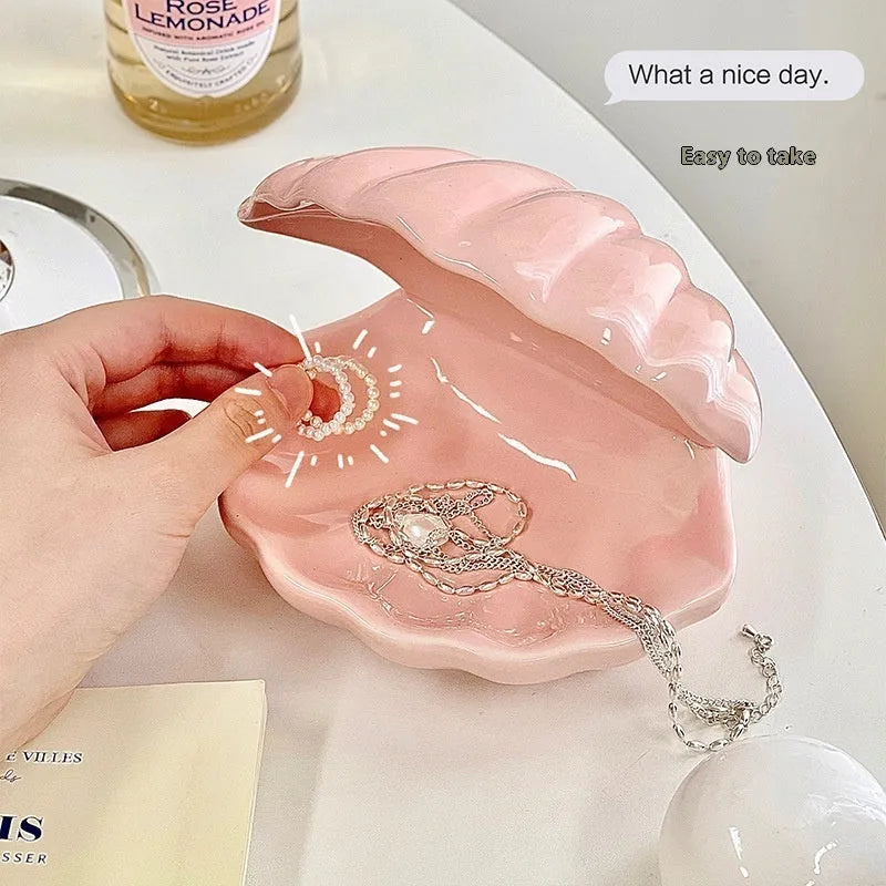 Yellow porcelain jewellery tray with removable ceramic shell and optional LED night light