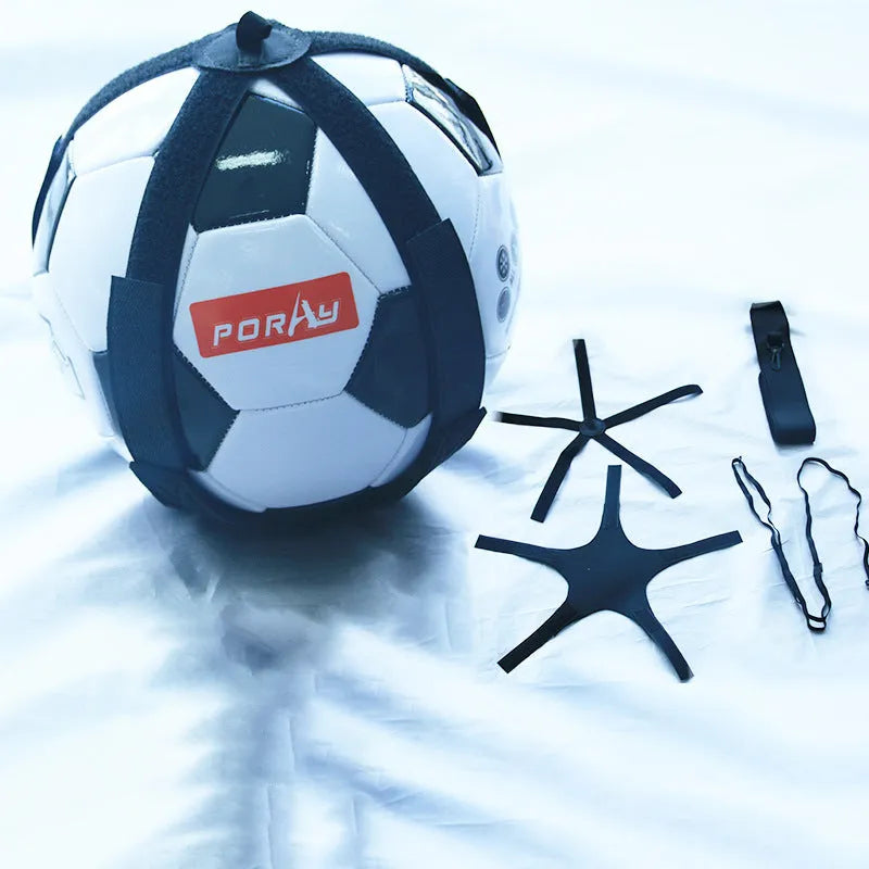 Black football juggling belt with a 2-metre cord for solo training drills.