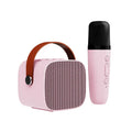 Compact portable Bluetooth speaker with microphone in blue, pink, or white colour options