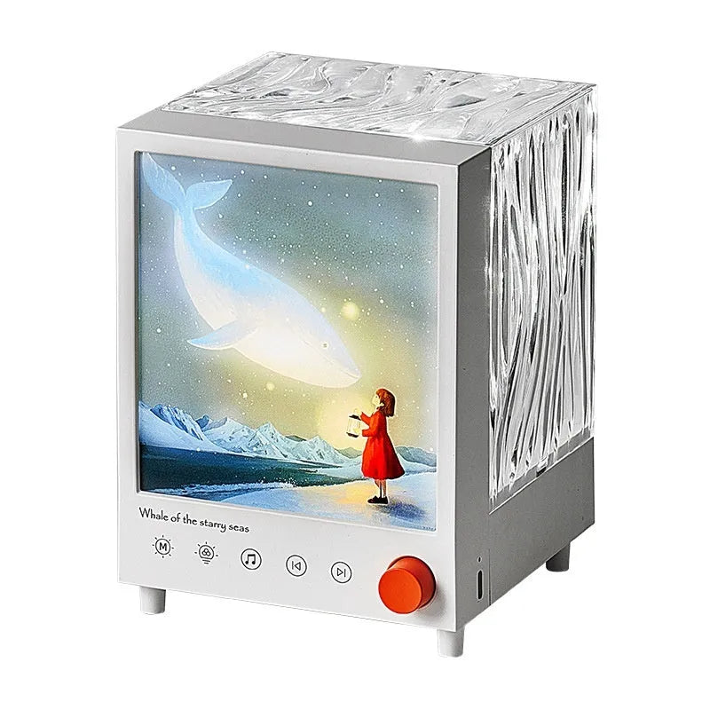 Aurora Treasure Box star sea whale projection lamp showing compact design with Bluetooth connectivity