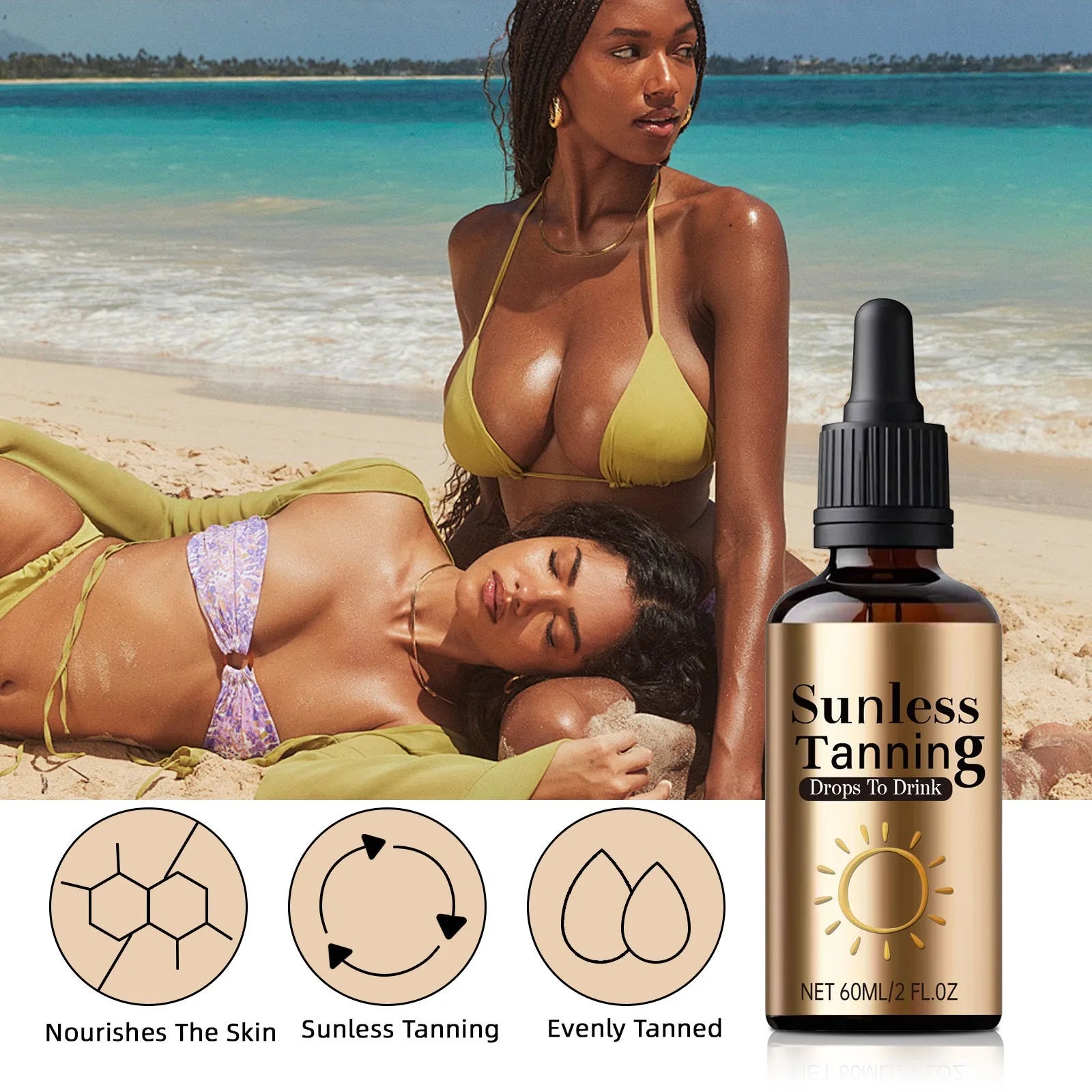 Black Outdoor Aid unisex oral drops bottle with 60ml content for portable skin hydration