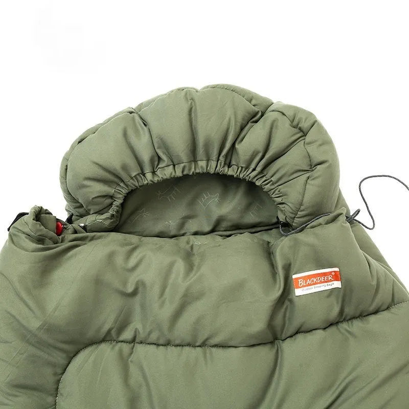 Cotton sleeping bag quilt for outdoor camping in ochre or olive green colour