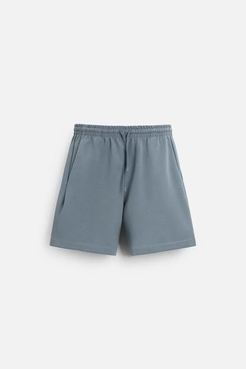 Loose short sleeve top and matching shorts set in double-sided texture polyester fabric
