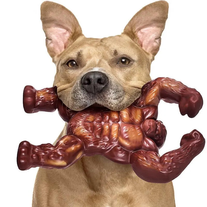 Scarlet red beef flavour nylon dog chewing toy for molar nibbling, measuring 10.7cm by 17.2cm