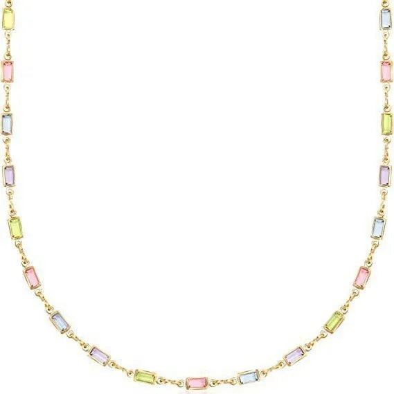 Ladies geometric crystal necklace with glass pendant and alloy chain measuring 41-50cm
