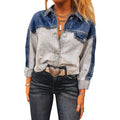 Women's loose fit denim coat with single row multi-buckle closure in LC7821465-P704 colour