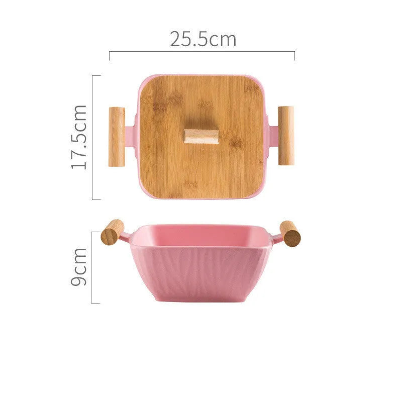 Creative irregular shaped porcelain bowl with matching lid in modern simple style
