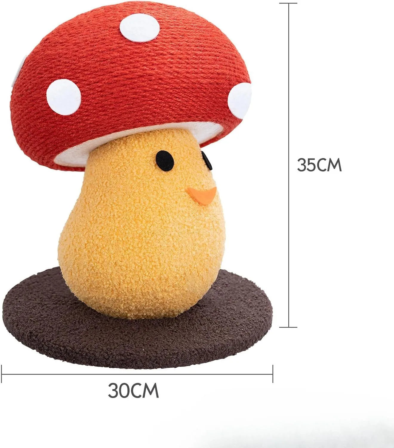 Round mushroom-shaped cardboard cat scratcher with accordion folds for furniture protection