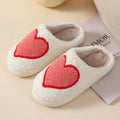 Plush cartoon love style slippers for women with non-slip PVC sole