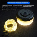 Rechargeable outdoor string lights with 30 LED beads on an 8 metre cord, shown in warm white and colourful light settings.