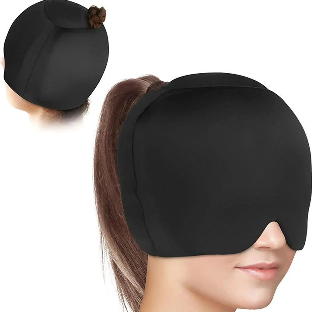 Fully enclosed cold compress cap in solid colour with polyester construction
