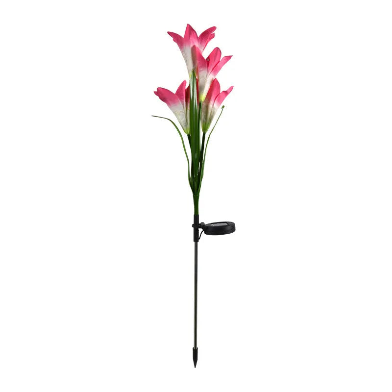 Solar lily festive lantern flower shape outdoor garden light 850mm height IP65 waterproof