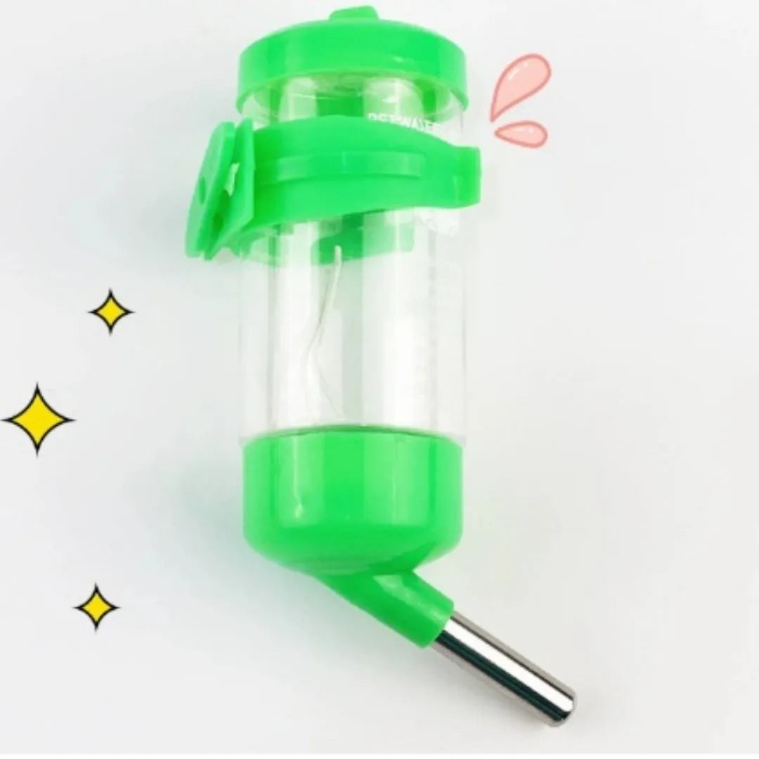 Green plastic ball kettle pet water feeder with leak-proof design on a white background.