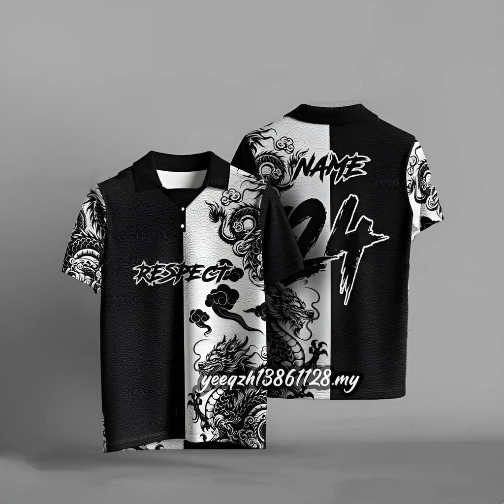 Black loose-fit casual T-shirt with a vibrant 3D digital print on the front, short sleeves.