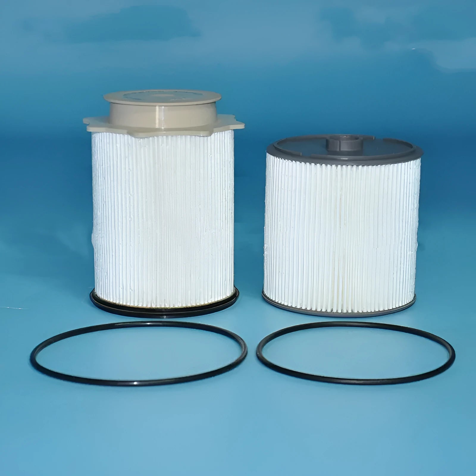 White diesel fuel filter kit for RAM 1500 to 5500 series trucks.