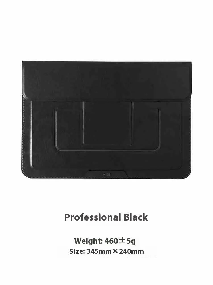 13.3-inch laptop bracket bag with integrated dual-angle stand in black or brown colour