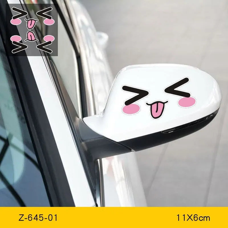 Reflective cartoon eye car stickers for rearview mirror decoration on electric vehicles