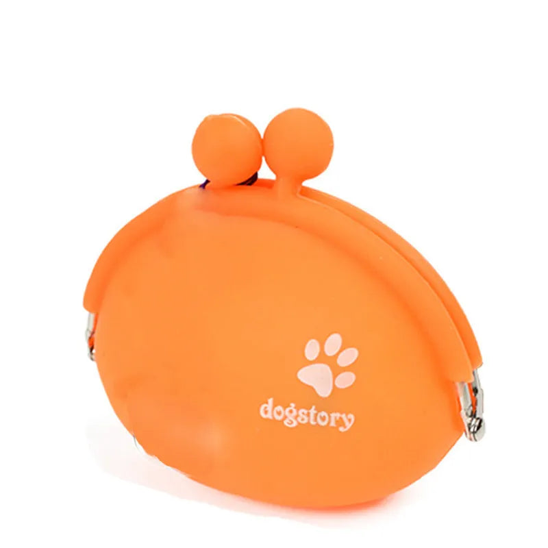 Yellow silicone dog training treat waist bag with hook-and-loop closure, shown with treats.