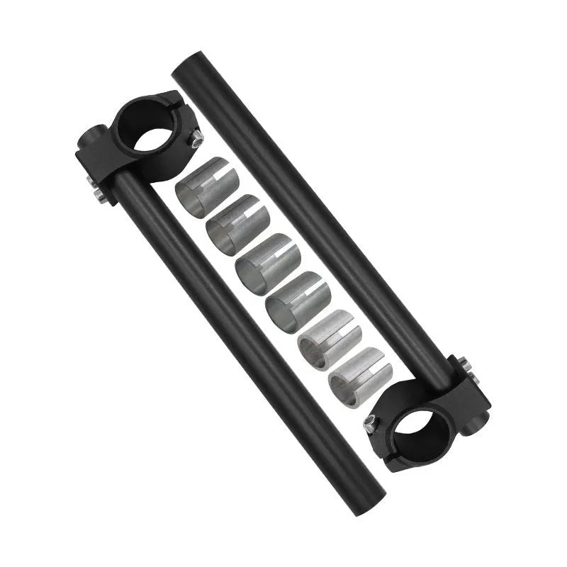 CNC separated motorcycle handlebar in aluminium alloy, universal fit, shown as a pair for motorcycle modification.