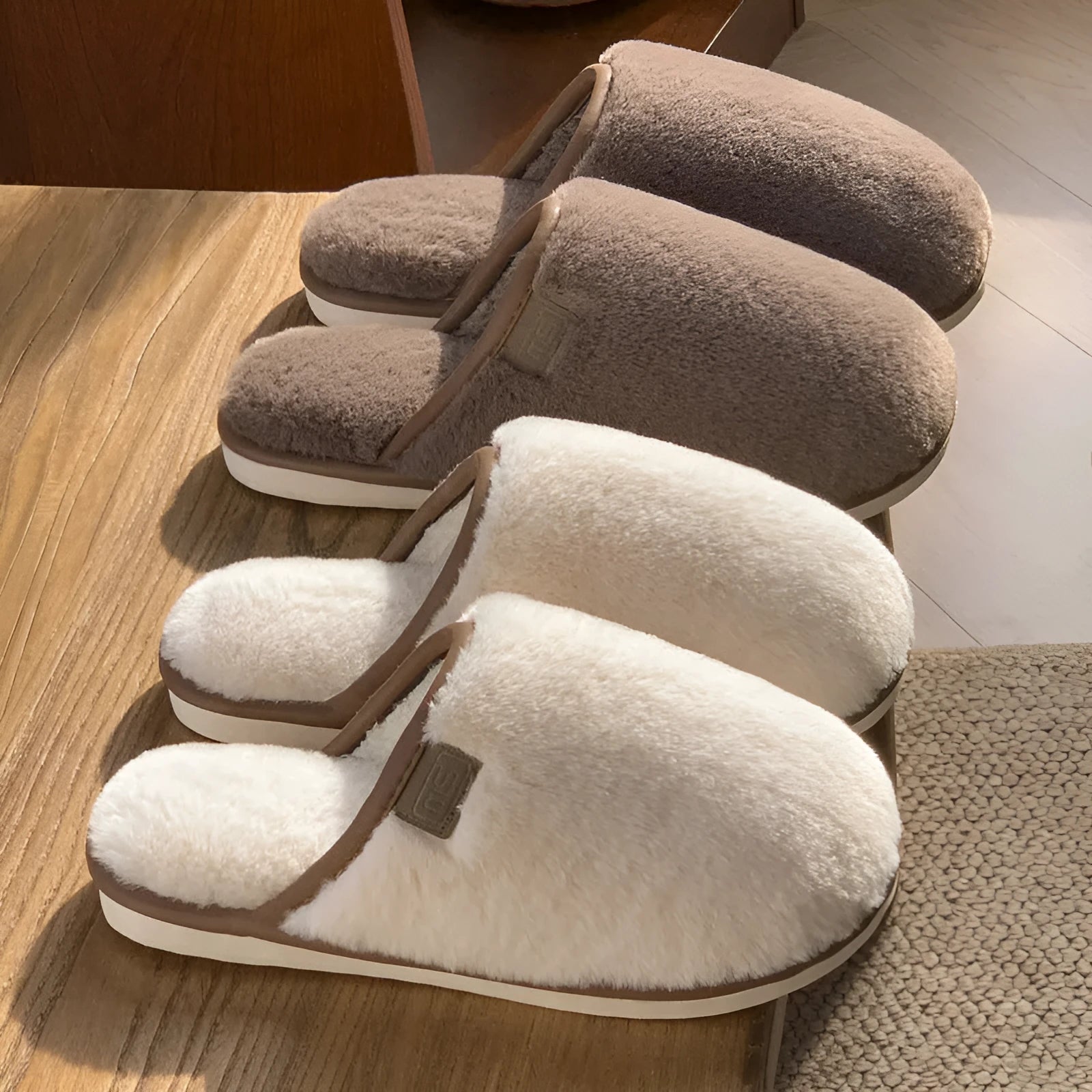Solid colour PVC winter plush slippers with non-slip soles in multiple colour options