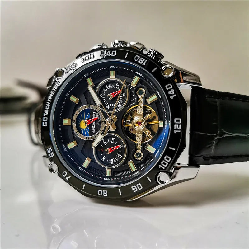 Men's automatic mechanical watch with a multi-functional dial in a choice of eight case and colour combinations.