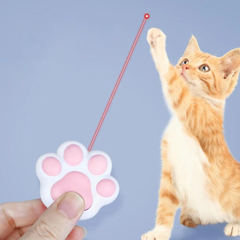 USB-rechargeable infrared cat teaser toy with keychain light in pink or black