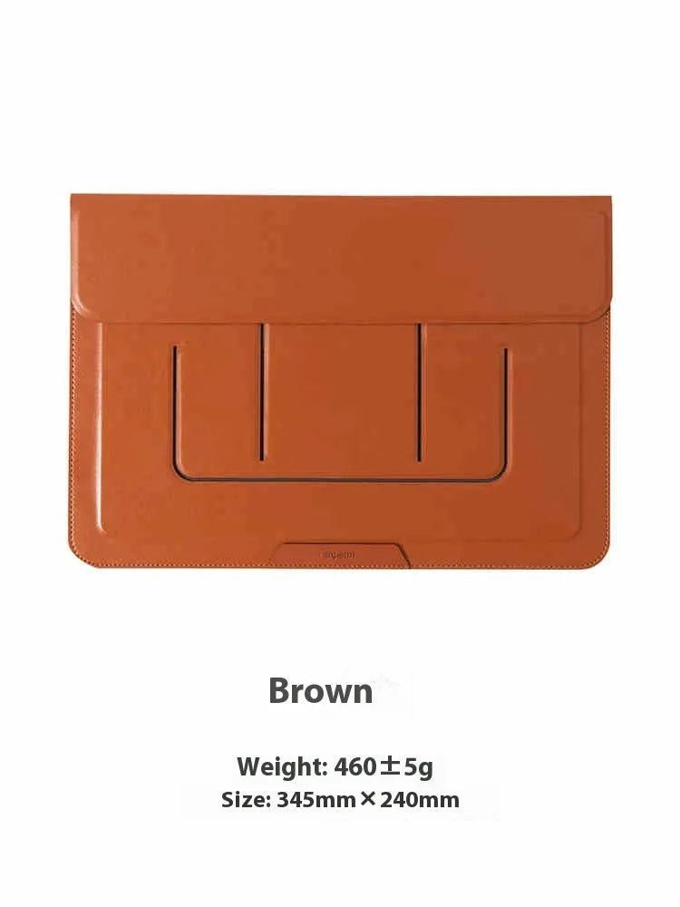 13.3-inch laptop bracket bag with integrated dual-angle stand in black or brown colour