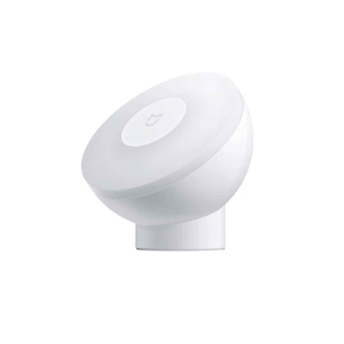 White modern bedside table lamp with Bluetooth and human body sensor.