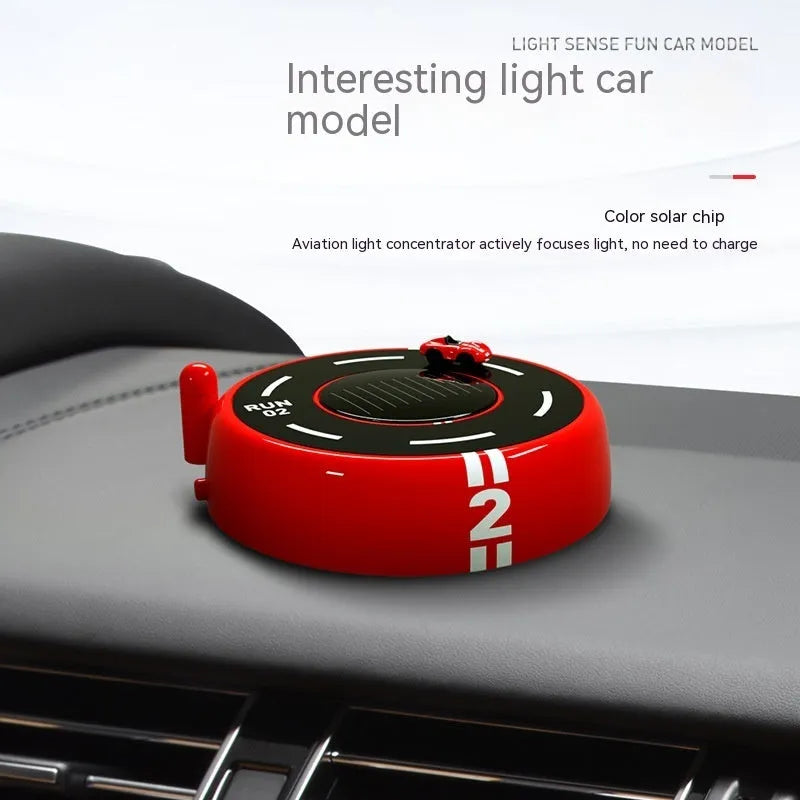 Round solar-powered car aromatherapy decoration in black colour with modern design