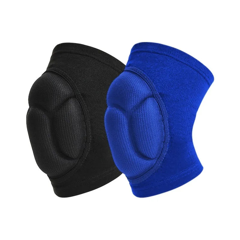 Black and blue free-size thick sponge dance kneepad for knee protection.