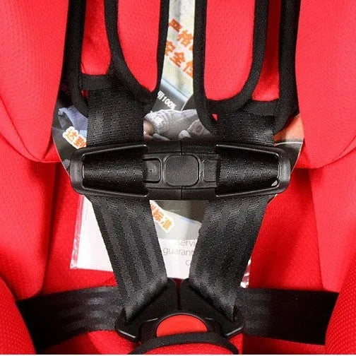 Black nylon child safety seat buckle for 5-point harness replacement measuring 14.5cm