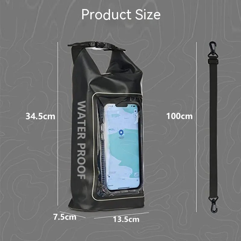 PVC waterproof crossbody phone bag in Army Green colour for outdoor and water sports.