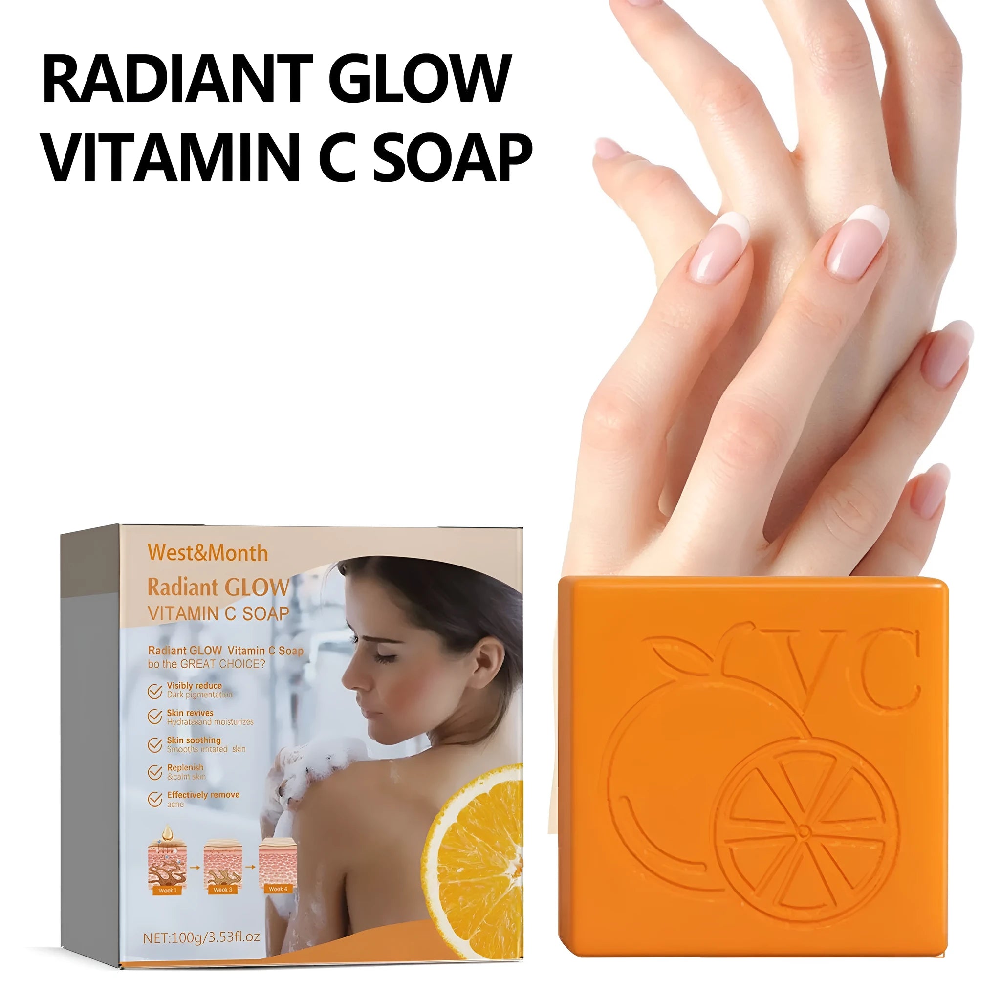 100g whitening vitamin body care soap bar with kojic acid, hyaluronic acid and vitamin C