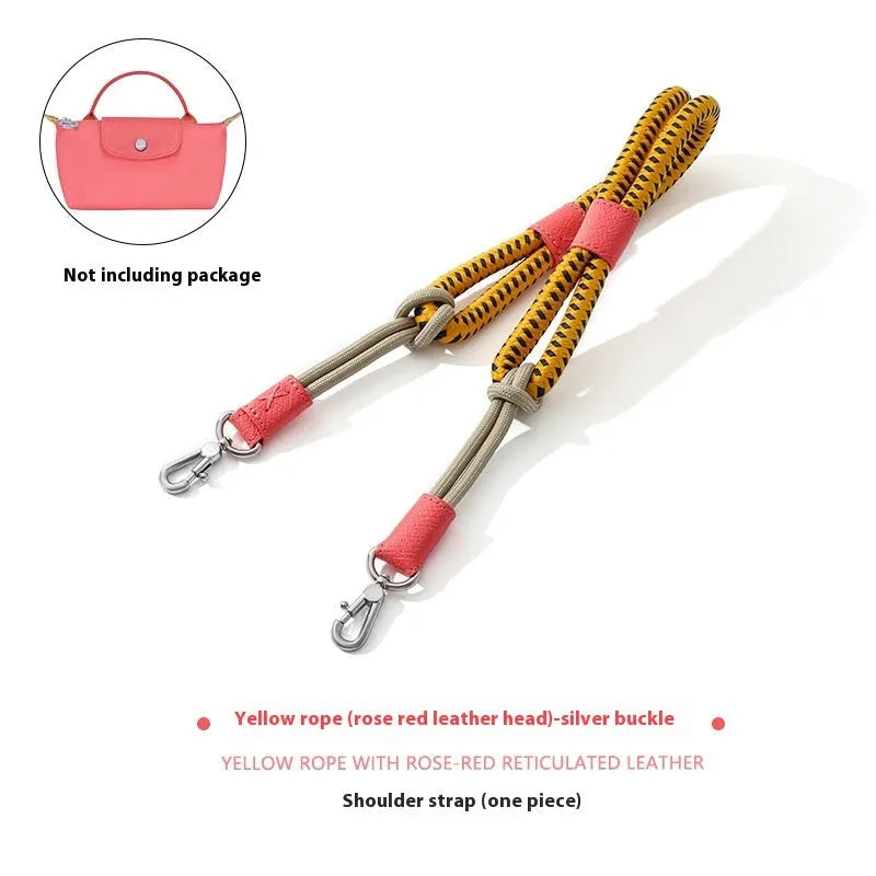 Braided nylon and leather shoulder strap with alloy buckle for bag modification