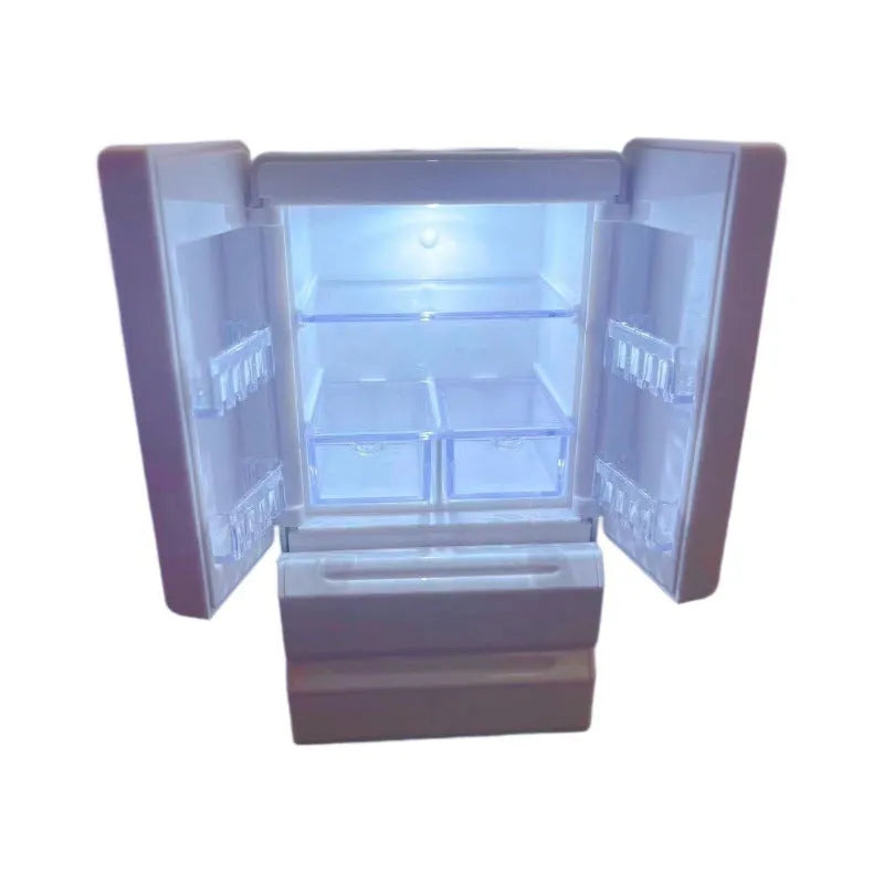 White plastic miniature candy toy model with light-up feature, measuring 11.4cm tall