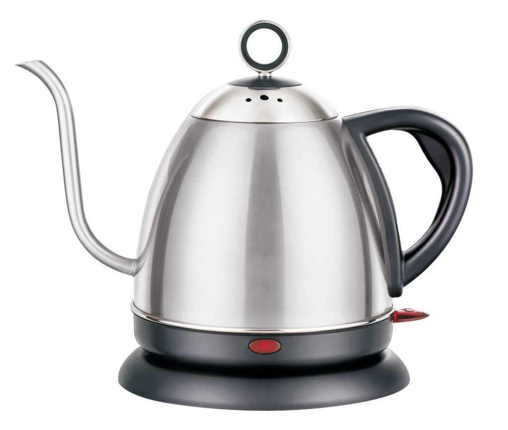 White, yellow or gold 1 litre stainless steel automatic kettle with touch control panel.