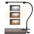 Black and white USB-powered LED desk lamp with 26cm length for student dormitories