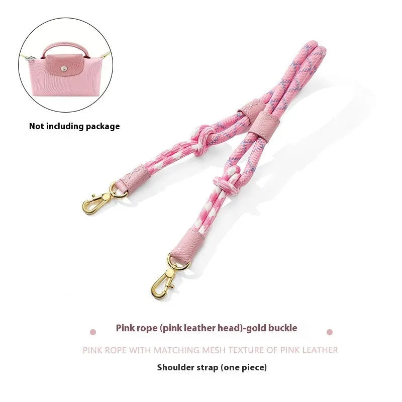 Braided nylon and leather shoulder strap with alloy buckle for bag modification