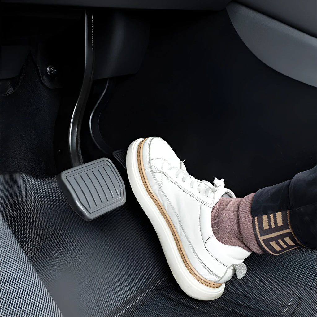 TPR material floor mats for Tesla Model Y, showing foot mats, storage box mats, and tailbox mats.