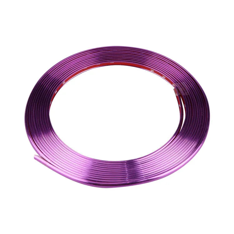 Electroplated purple PVC wheel hub protection strip on 8 metre roll for car wheel decoration