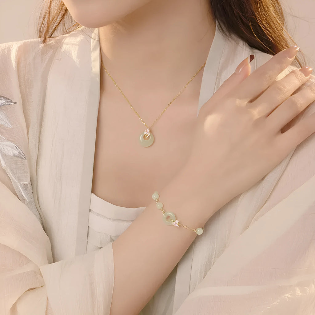 925 silver orchid necklace with safety peace buckle and flower geometric pendant