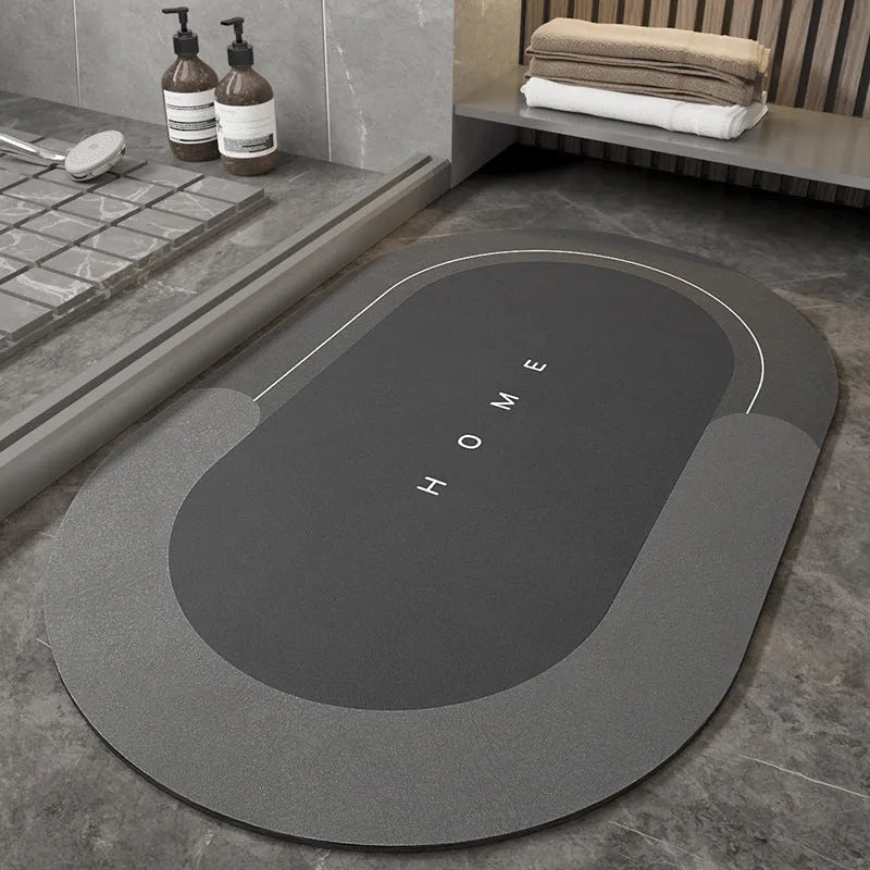 Lake Baikal Blue oval blended machine woven bathroom floor mat 40x60cm