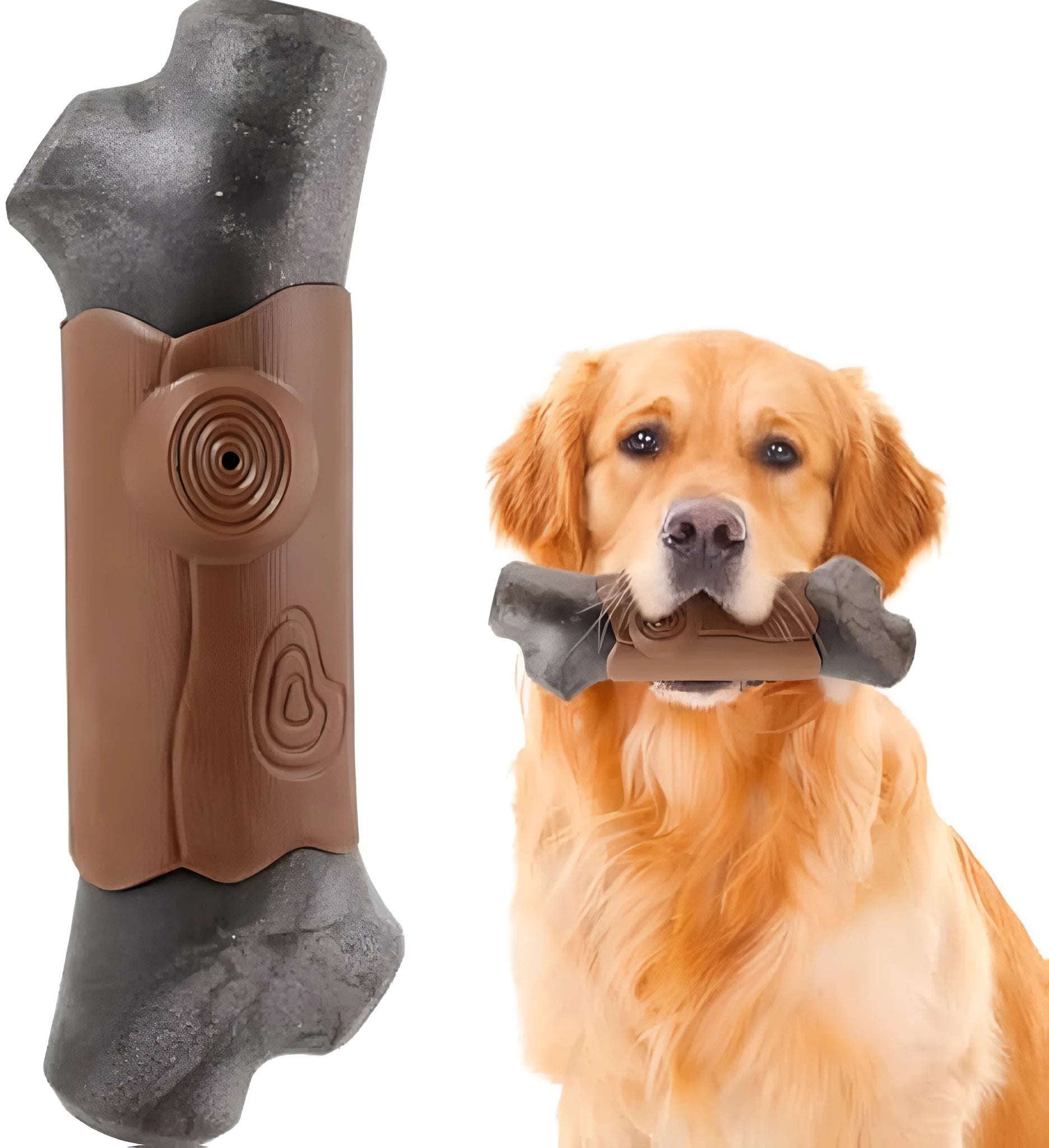 Large branch-shaped dog chew toy made from durable nylon for aggressive chewers.