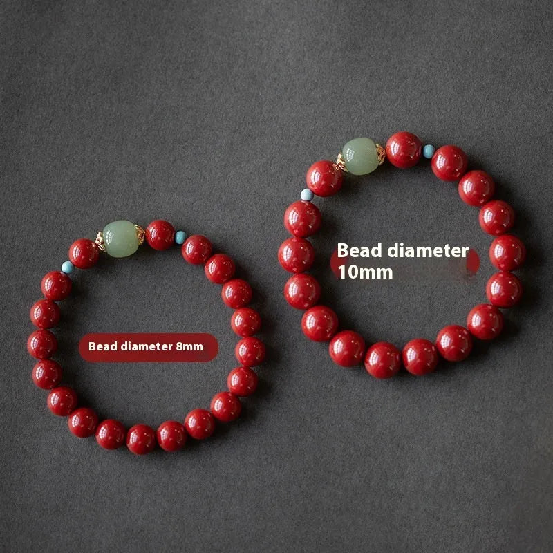 Purple Gold Sand cinnabar bracelet with geometric ellipse beads in unisex design