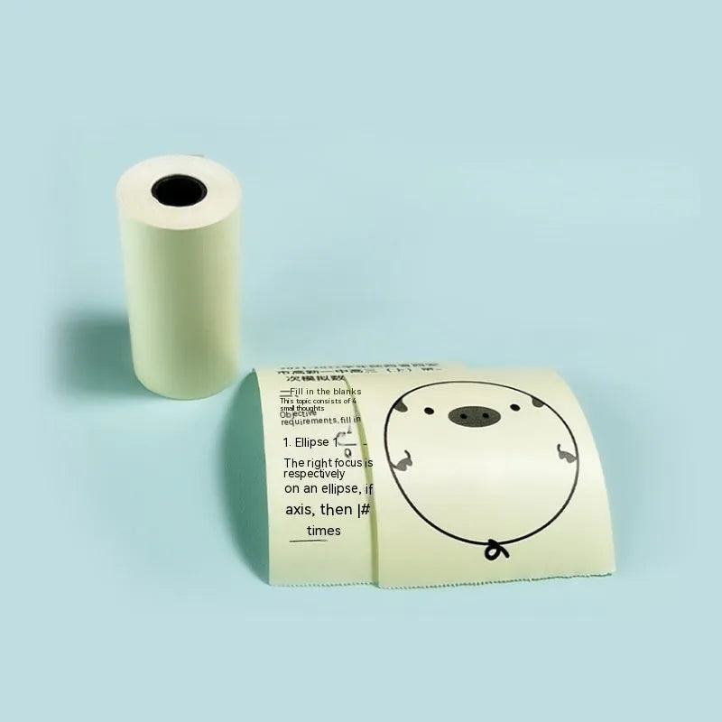 Box of 57x30 mm pink, yellow, and blue thermal paper rolls for receipts and student notebooks