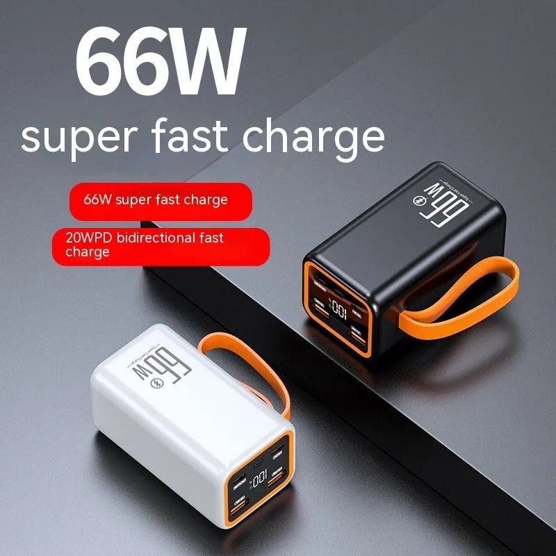 PD66W Fast Charge 20000 mAh power bank in black and white colour options, showing creative design.