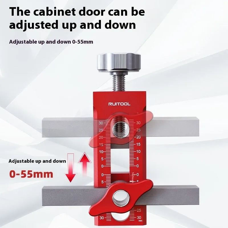 Aluminium alloy cabinet door installation aid tool for woodworking hinge fitting