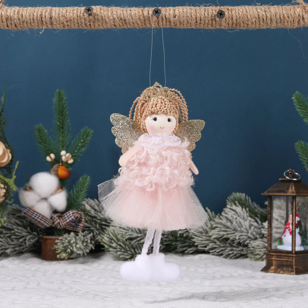 Cartoon Christmas angel girl fabric pendant for high ponytail hair decoration.
